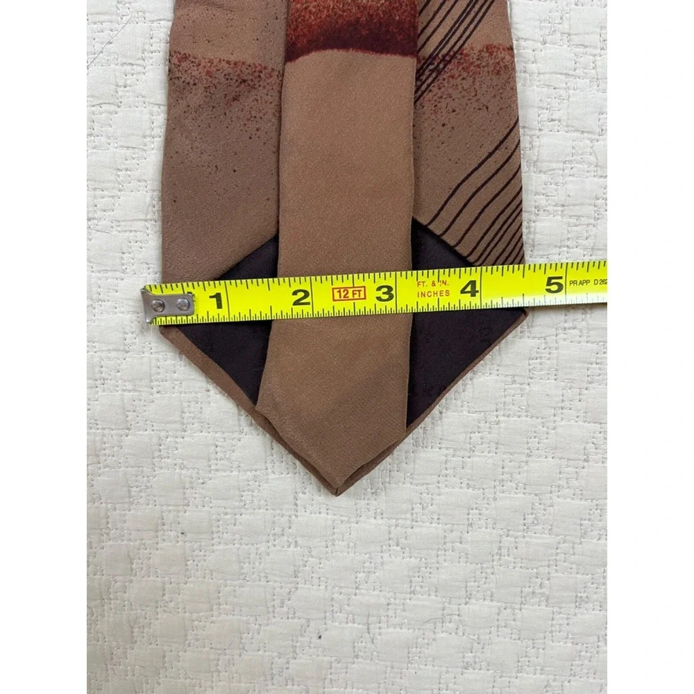 Franck Oliver Abstract Silk Tie Paris Brown Geometric Stripes Retro | 4.5